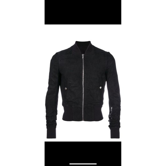Rick Owens Lambskin Fitted Bomber Jacket - Picture 1 of 7
